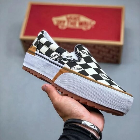 VANS Era Stacked Checkerboard Slip On Canvas Shoes - Picture 1 of 8